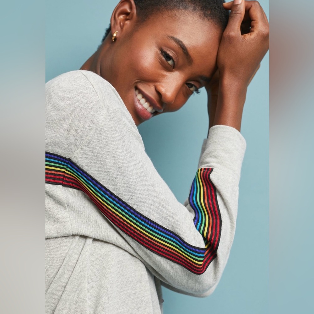 ERI + ALI / ANTHROPOLOGIE Rainbow Striped Sweatshirt - Sz XXS